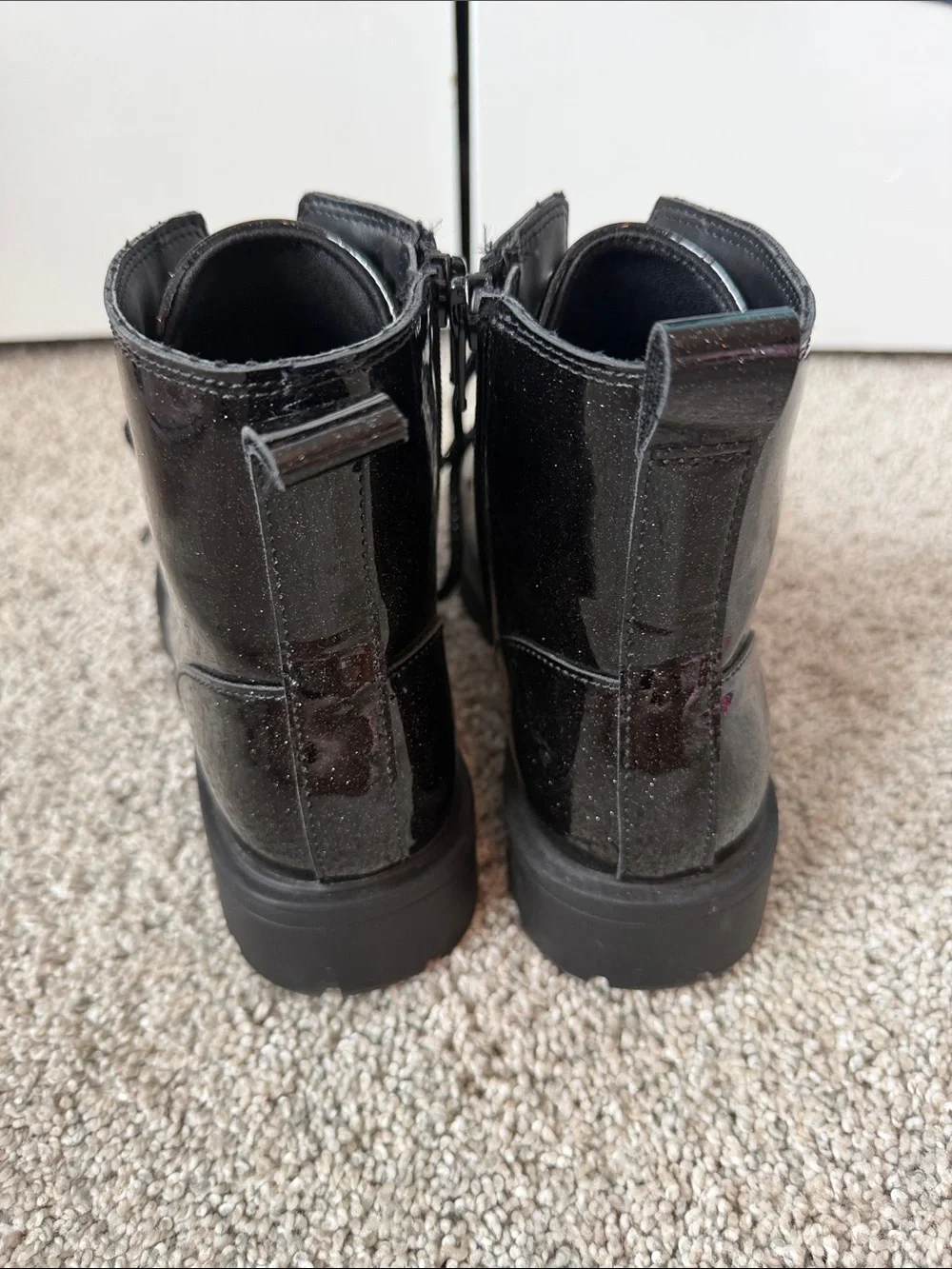 Black Glitter Lace-Up Boots size 3